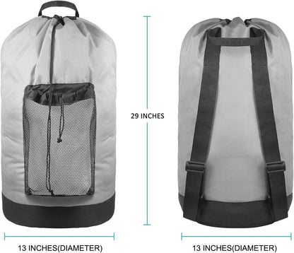 Dalykate Backpack Laundry Bag, Laundry Backpack with Shoulder Straps and Mesh Pocket Durable Nylon Clothes Hamper Bag with Drawstring Closure for College, Travel, Laundromat, Apartment