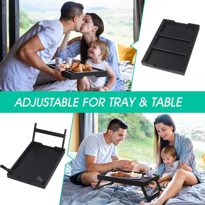 Artmeer Bed Tray Table with Folding Legs,Bamboo Breakfast in Bed for TV Table, Laptop Computer Tray,Eating,Snack Tray(Black) Extra-Large Size