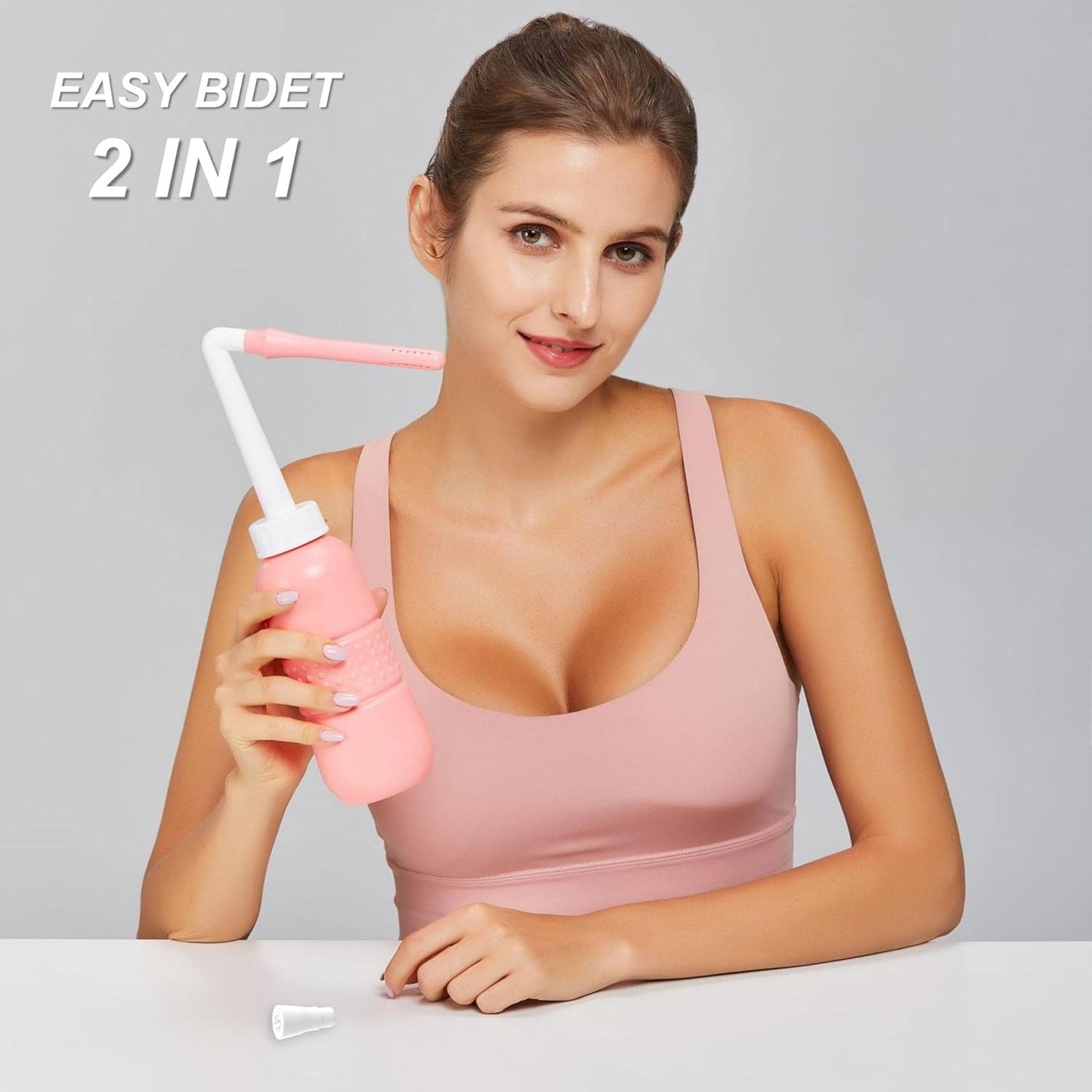 2PCS Vaginal Irrigation Intimate Wash for Women,Portable Bidet Travel Bidets ,Peri Bottle for Postpartum Care (Pink+Green)