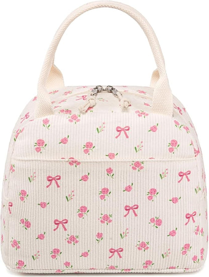 Bluboon Lunch Bag for Women Men Cute Corduroy Lunch Tote Bags Reusable - Image 8