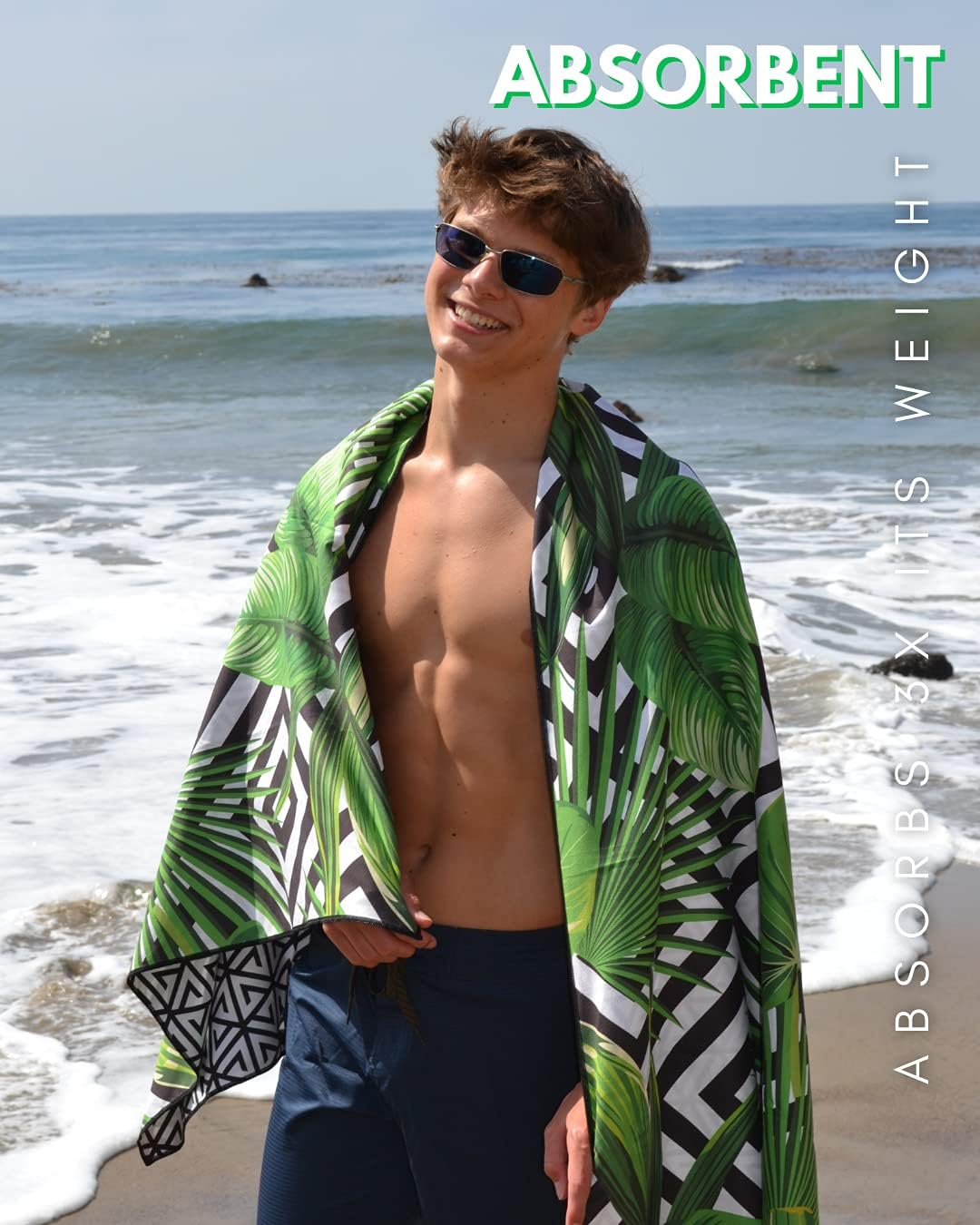 ECCOSOPHY Microfiber Beach Towel - Sand Free Towels are Quick Dry, Light Weight, Super Absorbent - Perfect Pool, Travel, Cruise, Camping Essentials - Oversized Extra Large for Adults 71x35 in