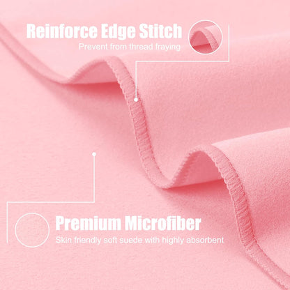 Quick Dry Travel Towel, 3 Sizes 1 Pack Camping Microfiber Towel, Lightweight Fast Drying Towels Set 60"x30", 30"x15", 15"x15" w/Bag for Gym, Beach, Hiking, Swimming, Pink
