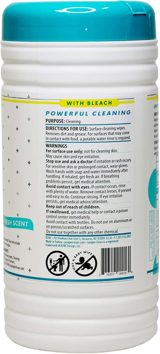6 Pack Surface Cleaning Wipes with Bleach, All-Purpose Cleaner for Bathroom, Kitchen, Office, 450 Count Canister, Fresh Scent, 7.5" x 7" Sheet, Lint Free & Durable