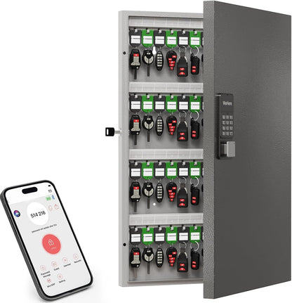 96 Key Lock Box Wall Mount, Smart Key Cabinet One Time Password/APP Bluetooth/Fixed Code/Wi-Fi Remote/Key Unlock, Security Storage Key Holder Box, Key Management for Valets, Realtors, Office, Hotel