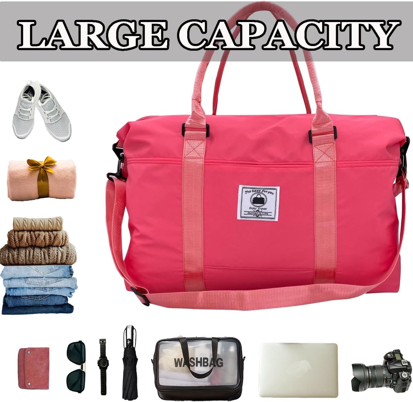 Travel Duffle Bag, Waterproof Sport Tote Gym Bag for Women Men, Overnight Weekender Carry On Bag with Wet Pocket