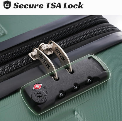 Merax Luggage Sets 2 Piece Suitcases with Wheels, Hardshell ABS Expandable and Lightweight, TSA Lock, Spinner Wheels, Carry On Luggage with Corner Guards (20 28 inch Green)