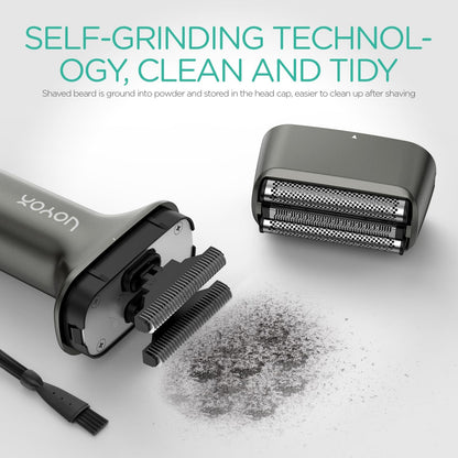 VOYOR Foil Shaver Electric Razor for Men 3 in 1 Shavers for Men with Double Foil Wet & Dry Face Shaver Lightweight Handheld Smooth Shave IPX6 Washable USB-C Rechargeable Travel Razor TX310 (Gray)