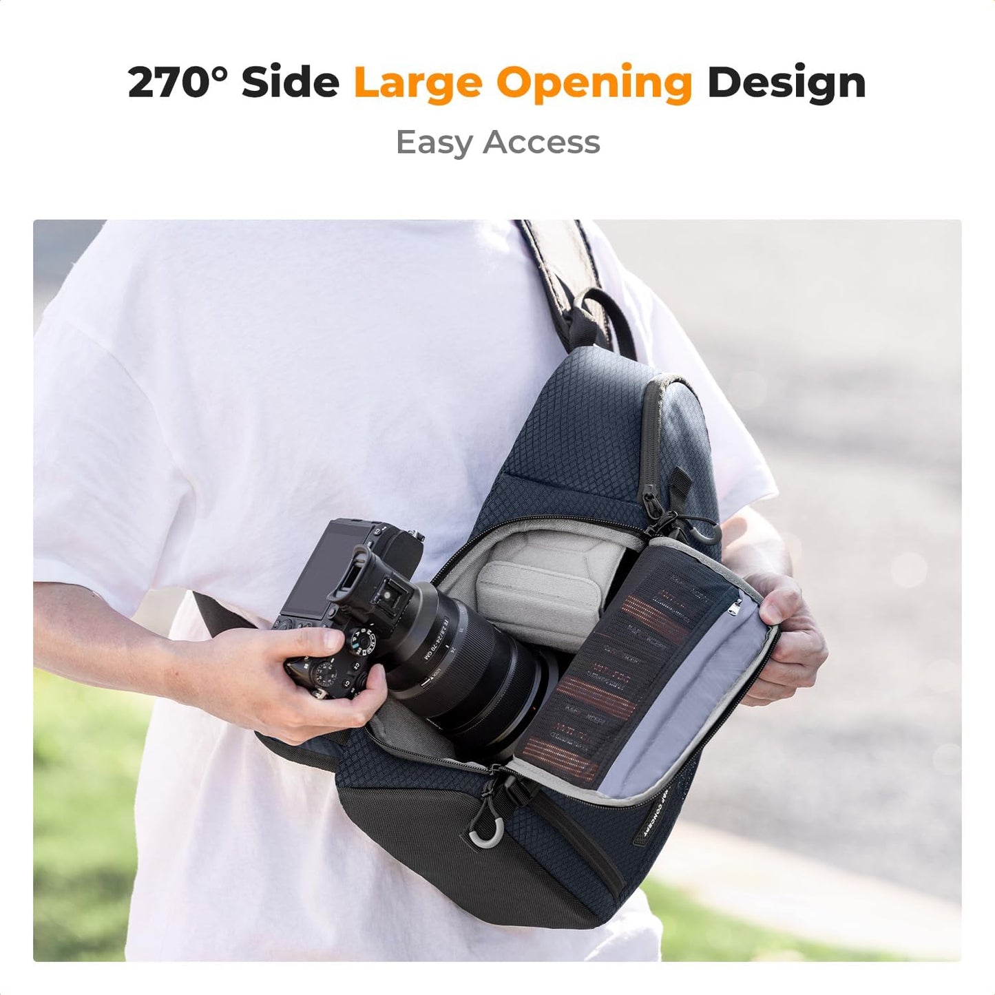 K&F Concept Camera Sling Bag Crossbody Bag Camera Shoulder Backpack DSLR/SLR/Mirrorless Photography Bags Compatible with Canon/Nikon/Sony/Fuji/Gopro/DJI