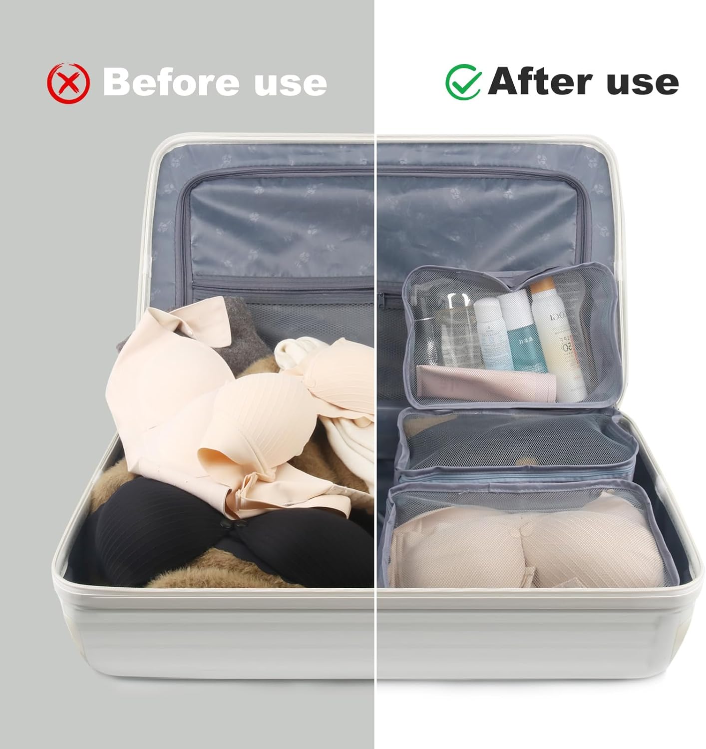 6 Pcs Packing Cubes Luggage Organizers Small Mesh Clothing Underwear Bag Foldable Laundry Bags for Travel Hiking Camping Backpacking