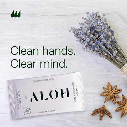 ALŌH Lavender Rosewood + Aloe Sanitizing Hand Wipes - Image 4