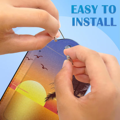 Sunset with Palmtree Silhouette 2 PCS Luggage Tags, Privacy Cover ID Label with Stainless Steel Loop and Address Card for Travel Bag Suitcase