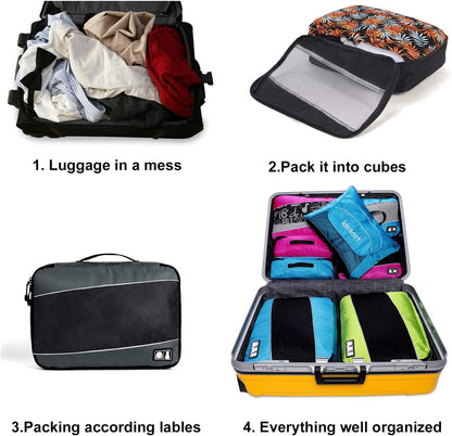 Packing Cubes Luggage Bags Organizer Durable Travel Accessories With Clothing Label