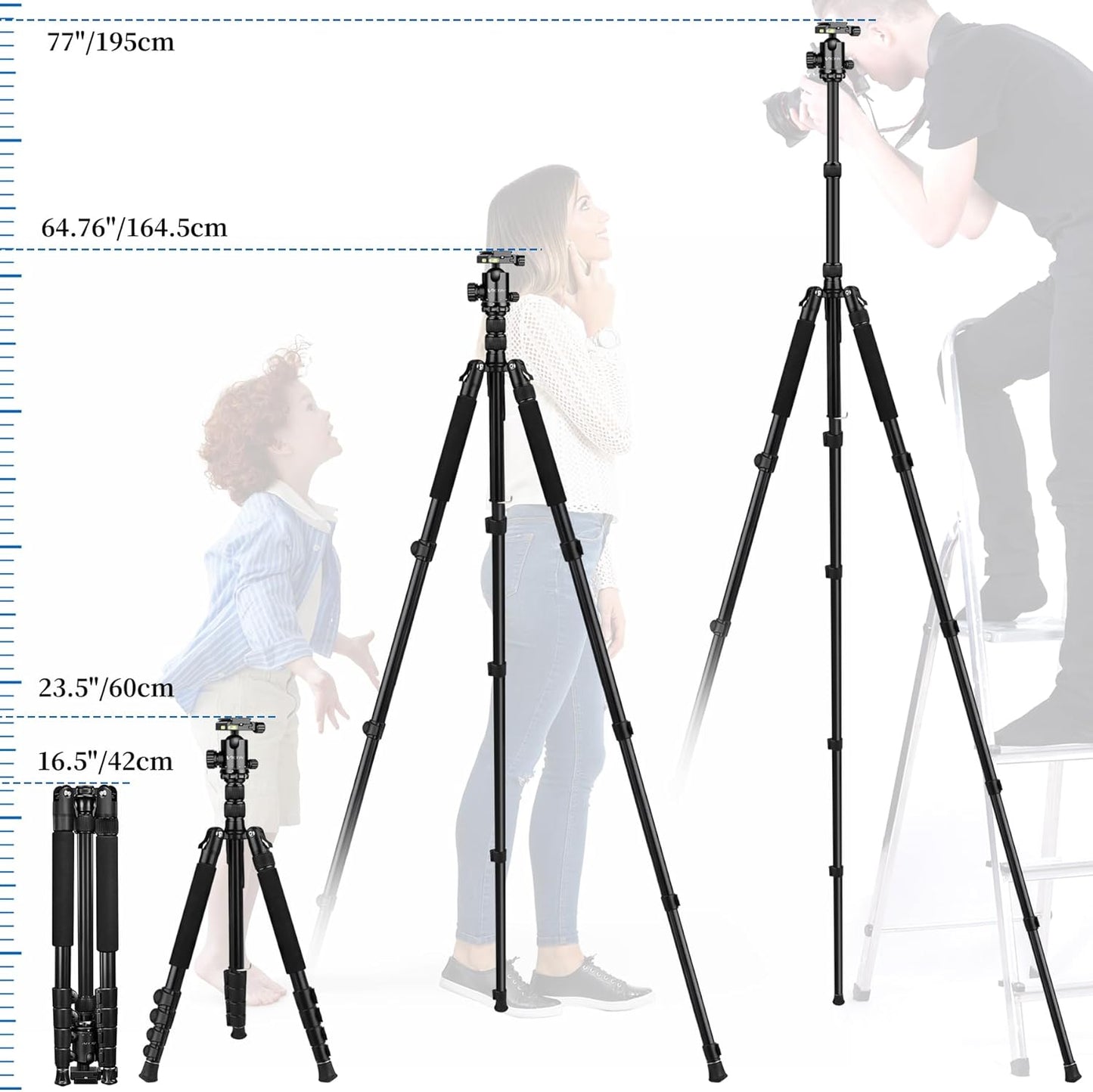 VICTIV 78" Tripod for Camera, Tall DSLR Tripod & Monopods, Professional Heavy Duty Tripod for Spotting Scopes, Binocular, Aluminum Camera Tripods Stand, Compatible with Canon Nikon Sony