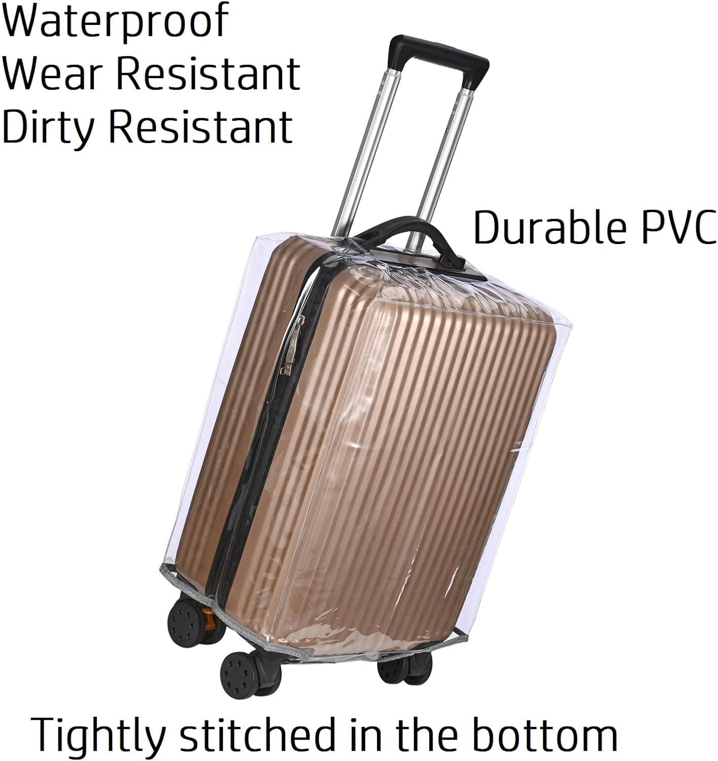 3PCS Clear PVC Suitcase Cover Protectors Thicken Luggage Coves Full Transparent Waterproof for Wheeled Suitcases (20"+24"+28")