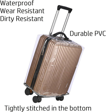 Clear PVC Suitcase Cover - Thick, Transparent, Waterproof & Dustproof - Wheeled Luggage Protector (20")