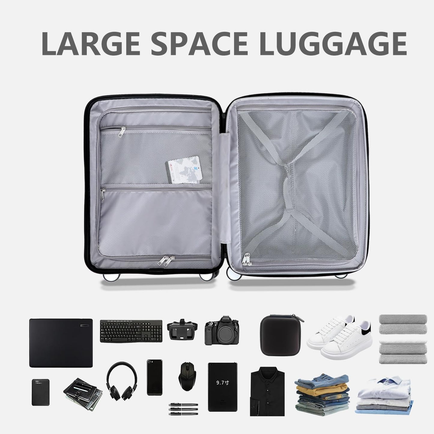 Luggage Sets 2 Piece, 20/28 Inch Lightweight Expandable PC Hardside Durable Suitcases with Spinner Wheels & TSA Lock, Champagne