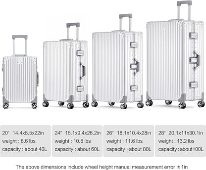 Metal All Aluminum Carry-on Luggage TSA Customs Lock Zipperless Silent Rotary - Image 6