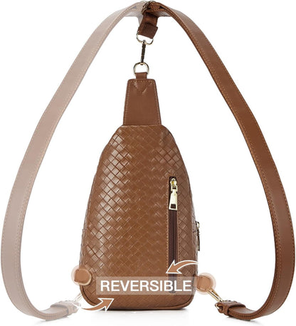 Telena Small Sling Bag for Women Leather Crossbody Fanny Packs Chest Bag for Women