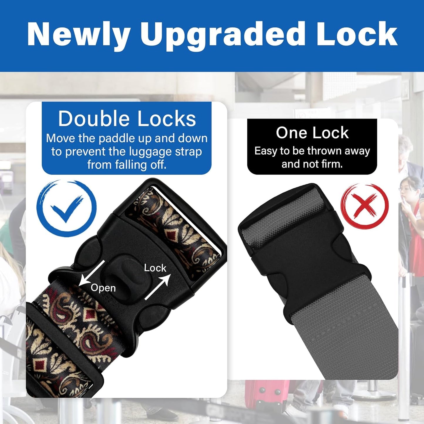 2 Pack Luggage Straps for Suitcases, Adjustable Travel Belt with Double Lock and Quick Release Buckle, Heavy Duty Nylon Bag Packing Strap, Unique Identifiers Business Travel Accessories-Dark Totem