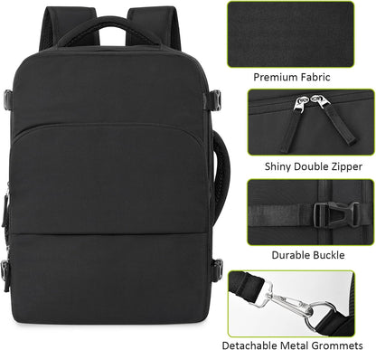 Travel Backpack for Women Men,Travel Laptop Backpack w/USB Charging Port, Waterproof Travel Backpack Carry On Flight Approved,Weekender Business Hiking Bag,Laptop Backpack 17 inch