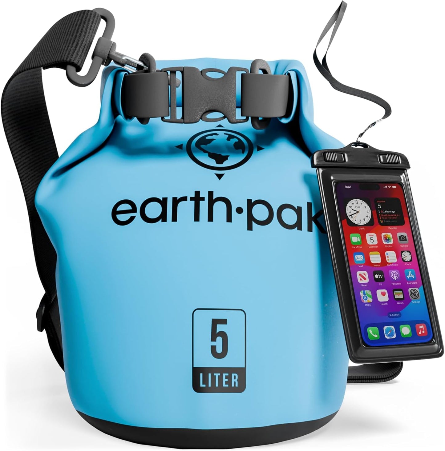 Earth Pak Waterproof Dry Bag - Roll Top Waterproof Backpack Sack Keeps Gear Dry for Kayak with Waterproof Phone Case