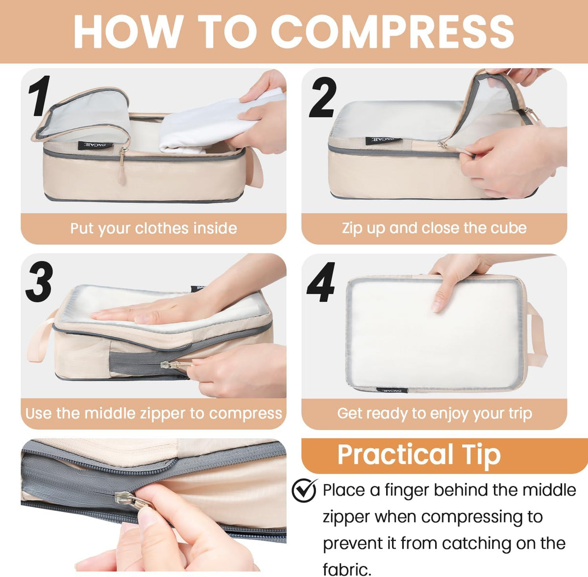 BAGAIL 6 Set Ultralight Compression Packing Cubes Packing Organizer for Travel Accessories Luggage Suitcase Backpack