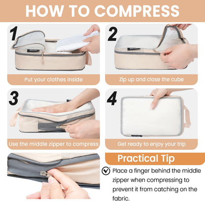 BAGAIL 6 Set Ultralight Compression Packing Cubes Packing Organizer for Travel Accessories Luggage Suitcase Backpack