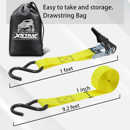 XSTRAP STANDARD Ratchet Tie Down Straps - 8PK - 1'' x 10 ft - 900 LB Break Strength Cargo Straps for Moving Appliances, Lawn Equipment, Motorcycle Yellow