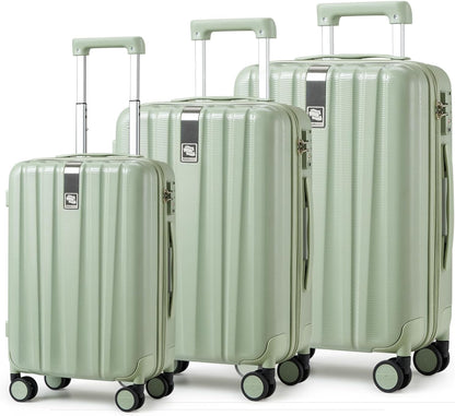 Hanke Luggage Sets 3 piece Carry On Luggage with Wheels PC Hard Shell Suitcases Lightweight Checked Travel Luggage Large Travel Suitcase Woman Men 20/24/29 Inch(Bamboo Green)