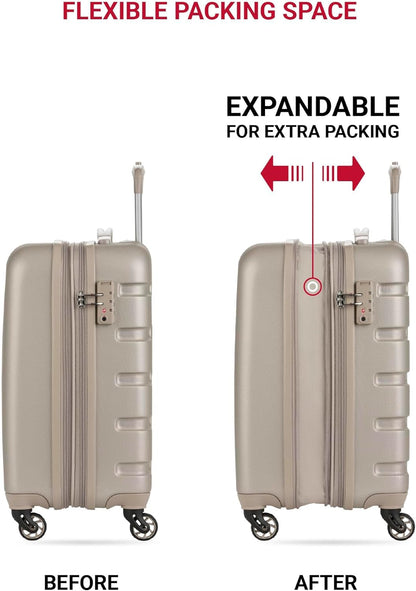SwissGear 7366 Hardside Expandable Luggage with Spinner Wheels, Sand, Carry-On 19-Inch