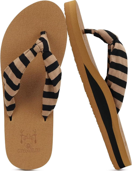 KuaiLu Flip Flops for Women with Arch Support Yoga Mat Comfortable Summer Beach Walking Thong Cushion Sandals Slip On Indoor Outdoor