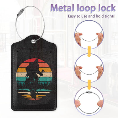 2Pcs Luggage Tag for Suitcase Sasquatch Cute Suitcase Tag with Privacy Flap & Name ID Label & Metal Loop,Travel Bag Luggage Tags for Women
