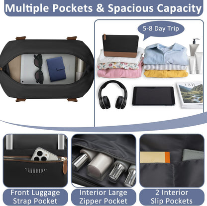 Travel Duffle Bag for Women, Weekender Bags, Hospital Bag for Labor Delivery, Lightweight Tote Duffel Overnight Bag with Luggage Sleeve, Airplane Travel Bags with Toiletry Bag,X-Large,Black