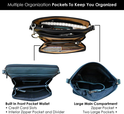 ili New York Genuine Leather Crossbody Bags for Women - Premium RFID Blocking Shoulder Bag Organizer with Adjustable Strap