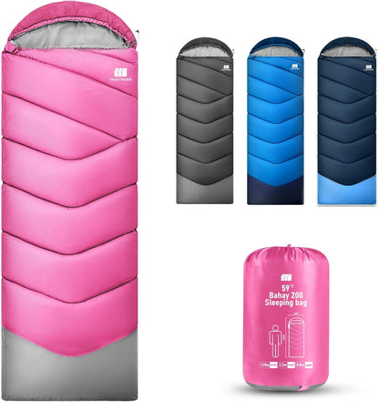 Sleeping Bags for Adults Cold Weather,Portable, Waterproof,Lightweight Sleeping Bag for Tall Girls Boys with Compression Sack for Warm Camping, Hiking, Outdoor & Indoor