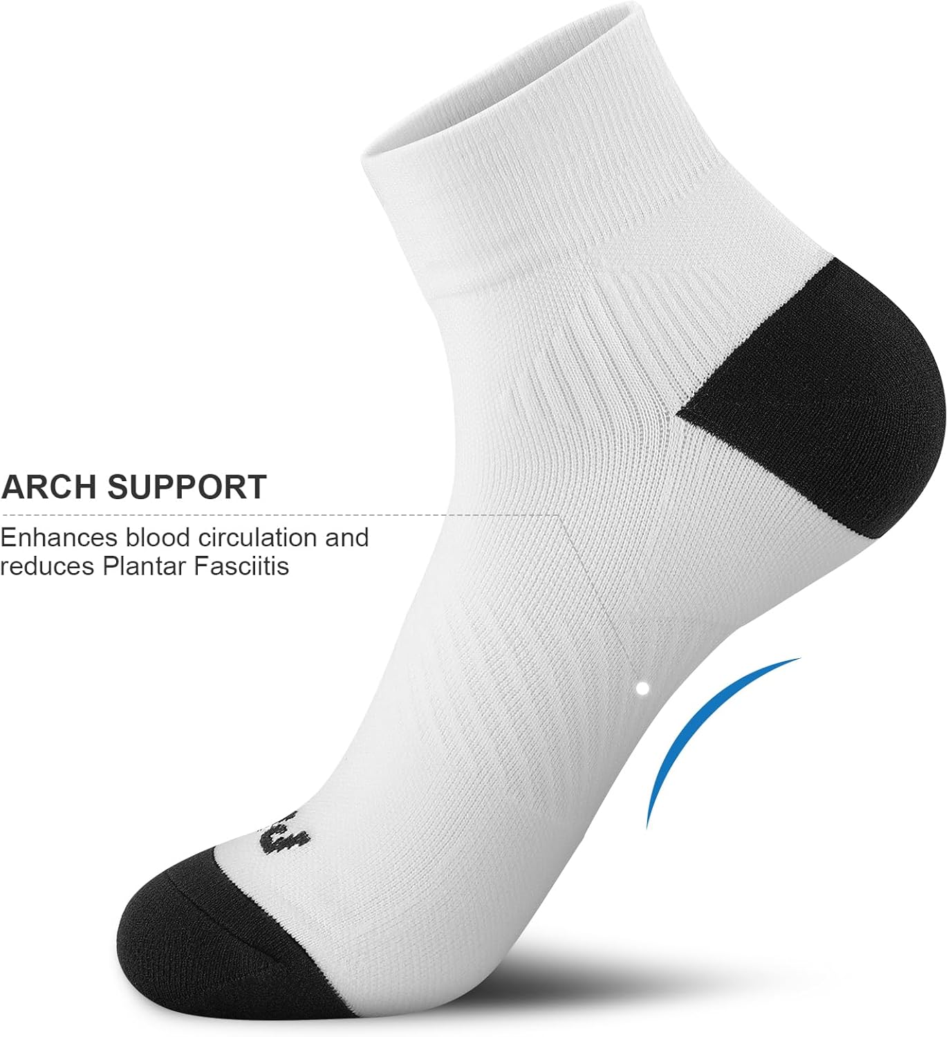 PAPLUS Ankle Compression Socks for Women 6 Pairs, Running Athletic Socks with Arch Support，Plantar Fasciitis Socks