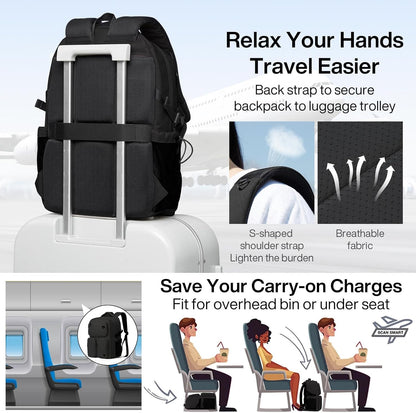 mixi Large Capacity Travel Laptop Backpack, Lightweight Durable College Bookbag Men Woman 15.6" Computer Bag, Water Resistant Outdoor Hiking Backpacks With Multifunction Pockets, 17 Inch Expandable