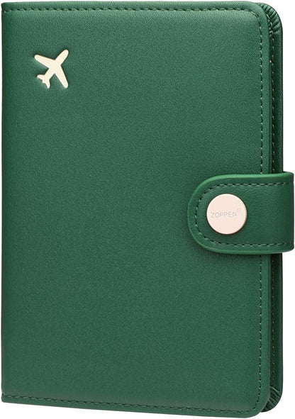 ZOPPEN Passport Holder Women, Passport Cover Travel Wallet Rfid Blocking Passport Wallet Cover Case Travel Essentials Document Organizer, Grass Green