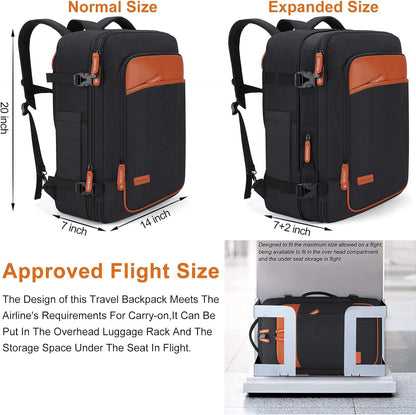 Travel Laptop Backpack,42L Carry on Luggage, Flight Approved Expandable Backpack,Business Anti Theft Weekender Bags for Women Men, Water Resistant Expandable Backpacks With 4 Packing Cubes