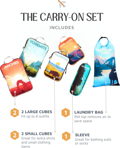 Compression Packing Cubes Set for Travel - Lightweight, Durable Clothes Organizer for Carry-On Luggage and Suitcases by TRIPPED Travel Gear