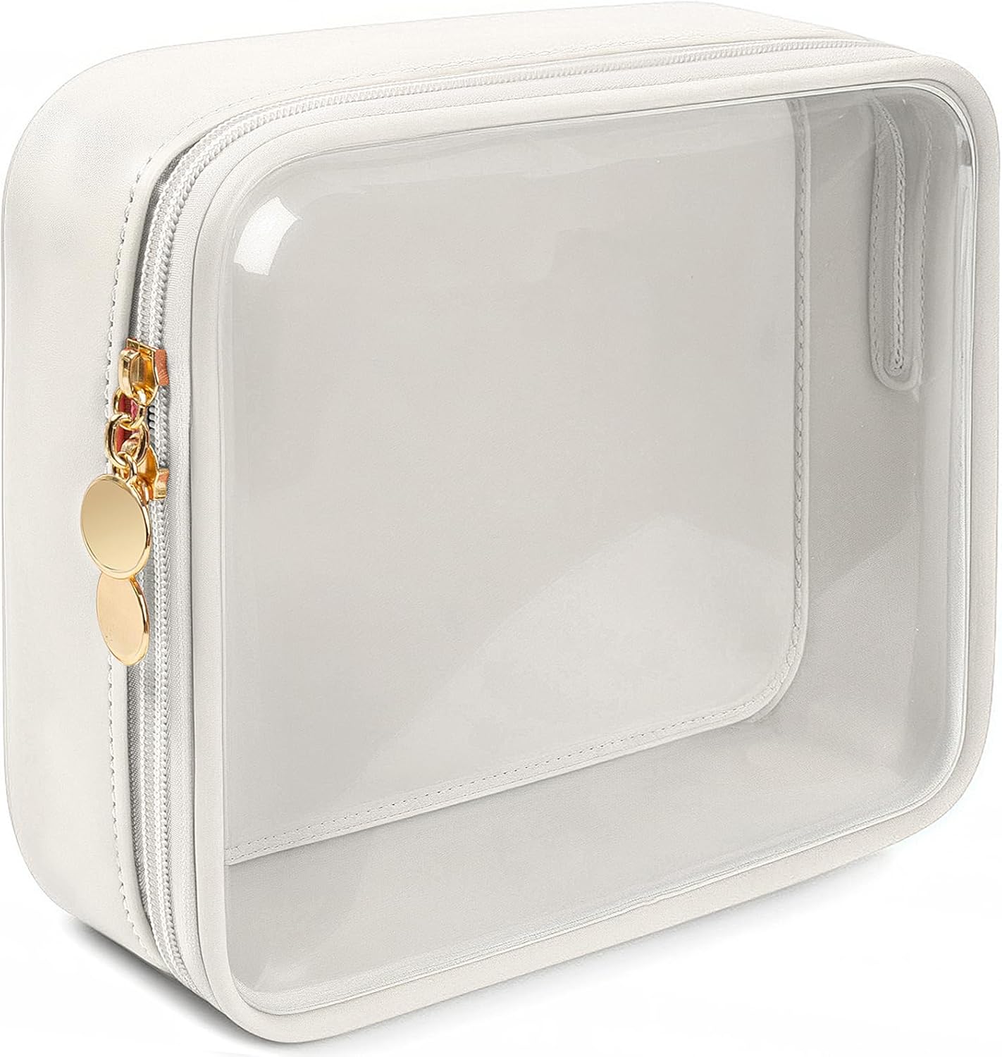 KOTORA TSA Approved Toiletry Bag with Mini Clear Makeup Bag PVC Cosmetic Bags for Women and Men, Carry on Airport Airline Compliant Bag Car Accessories for Women Her (1B White)