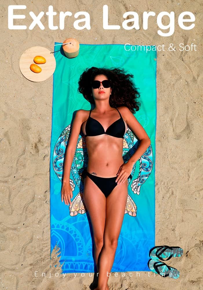 4 Pack Microfiber Lightweight Beach Towel Sand Free Quick Dry Absorbent Thin Compact Towels for Swimming Pool Camping Beach Accessories Large Easy Pack Travel Things for Vacation Essentials Gift