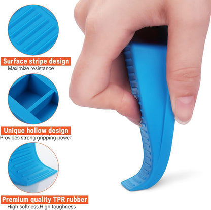 3 Pack Rubber Hook Type Door Stoppers 1 Inch Thick Door Stop Works on All Floor Surfaces, Control The Size of The Door Gaps and Prevent The Lock-Outs (Gray/Blue/Rose)