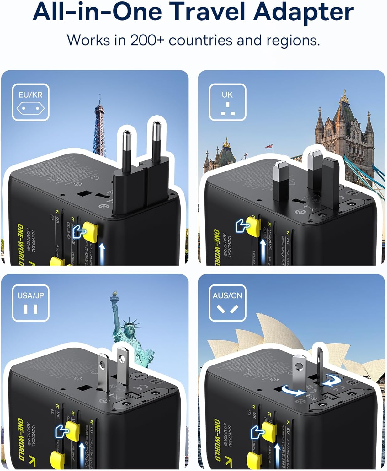 Baseus 70W Universal Travel Adapter and Baseus 100W Retractable USB C Cable