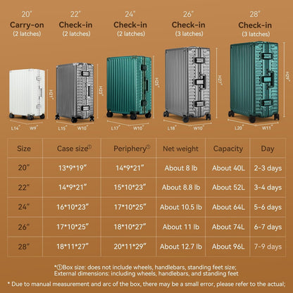 ROAMING Zipperless Luggage Airline Approved with Aluminum Frame, Lightweight PC Hardside Luggage with Spinner Wheels, Metal Travel Luggage with Double TSA Locks, Carry On 20 Inch, Shell white