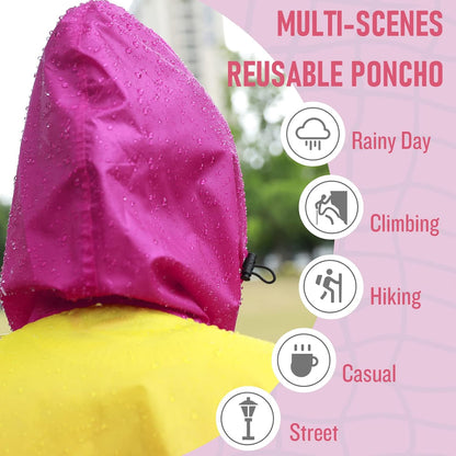 SaphiRose Rain Poncho Jacket Coat Hooded for Adults with Pockets