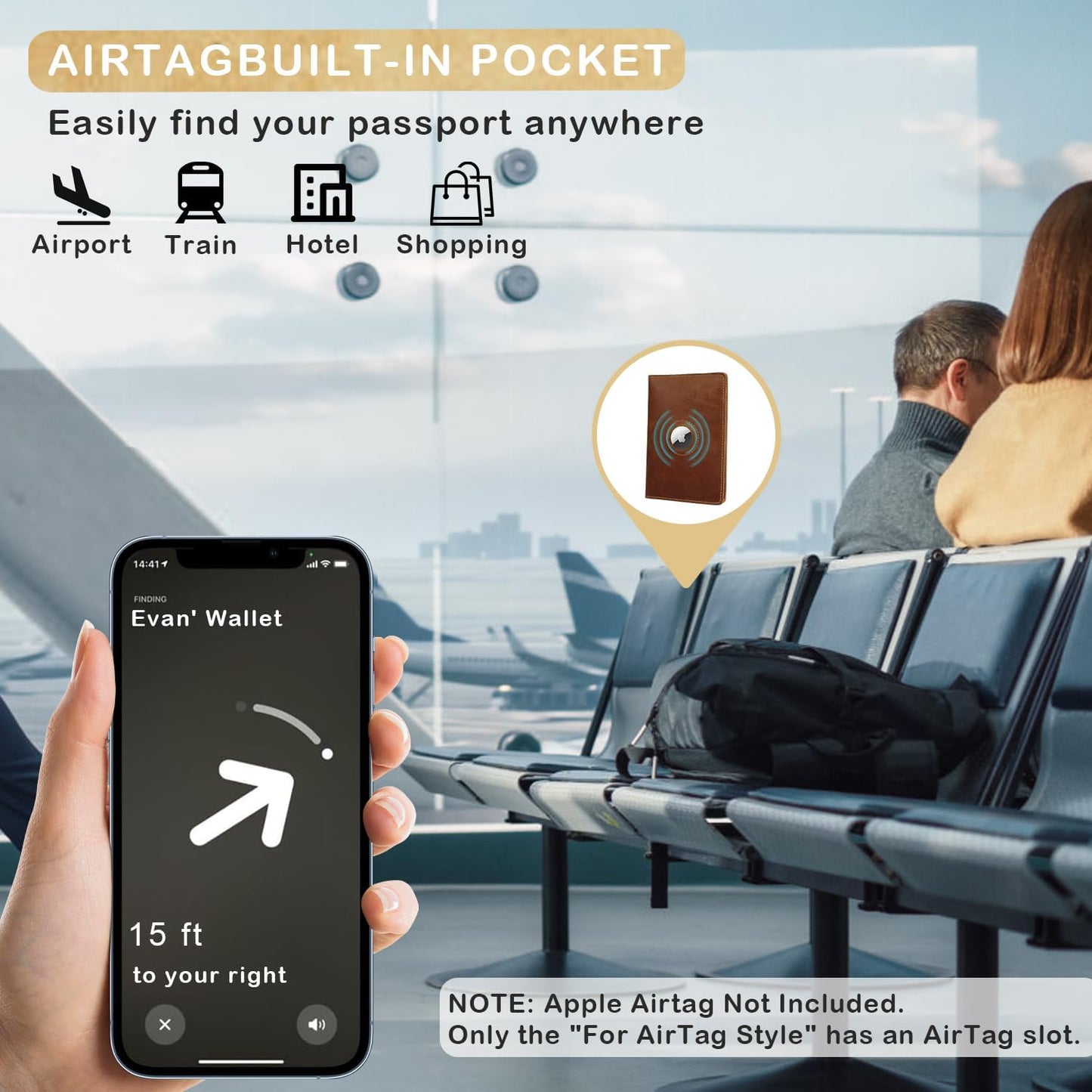 Passport Holder for Men Women Travel, Real Leather Passport Wallet, Handmade Passport Cover Case with Airtag Slot, Travel Must Haves Essentials Accessories Birthday Gifts (Crazy Horse, Blue)