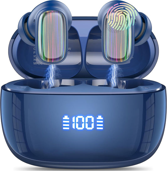 AI Language Translator Earbuds Real Time, 164 Language/6 Translation Modes Translator Earbuds 3-in-1 Translation Headphones, Bluetooth 5.4 Translation Device for Travel Business, Navy Blue