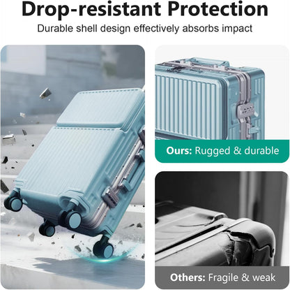 Hard Shell Luggage 20 Inch Travel Luggage, Carry-On Luggage Spinner TSA with Lid, PC+ABS Aluminum Frame，Lightweight Travel Luggage 20'' 24'' 26''Carry-On (upgraded blue, 24 inch)