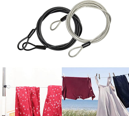 100CM/3.3ft 3mm Outdoor Travel Security Cable Lock,Braided Steel Coated Safety Cable Luggage Lock,Safety Cable Wire Rope Double Loop Lightweight GOMRQING (2 Pack)